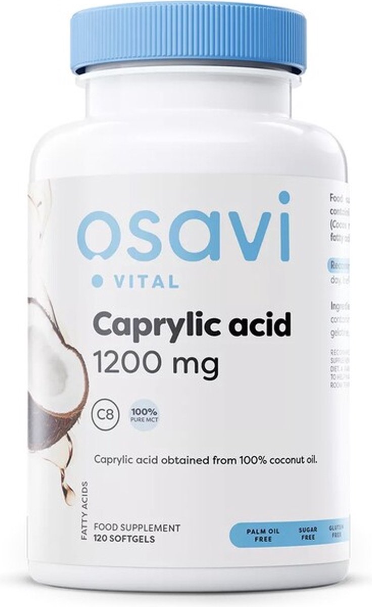Goedkoopste Caprylic Acid - MCT olie (medium chain triglycerides) - 1200 mg - 120 Capsules - Osavi