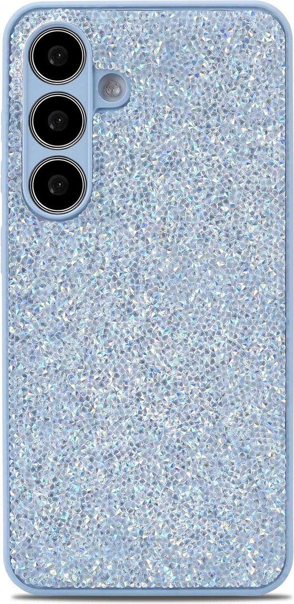 Casemania Hoesje Geschikt voor Samsung Galaxy S24 Plus - Blauw - Diamant Glitter Back Cover