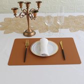 Luxe placemats lederLuxe placemats lederlook - 6 stuks - dubbelzijdig zwart/bruin - rechthoekig - 45 x 30 cm - leer - leatherlook placemat