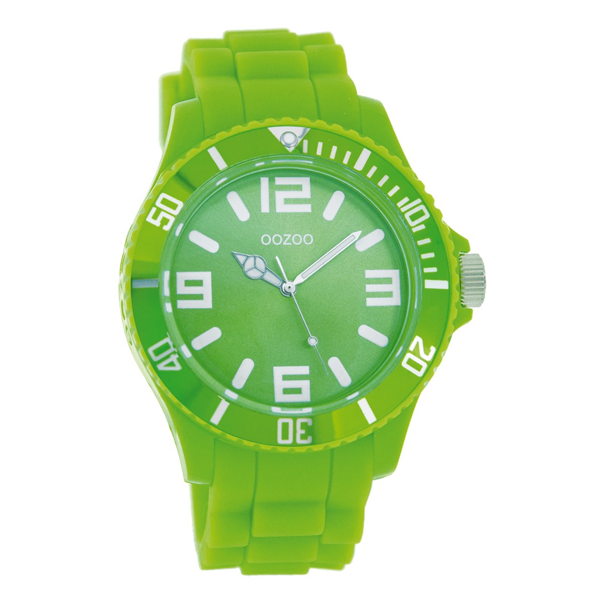 OOZOO Timepieces - Fluo groene horloge met fluo groene rubber band - C4178