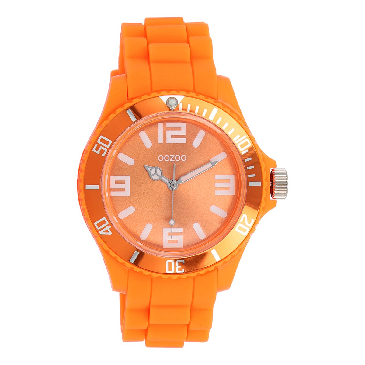 OOZOO Timepieces - Fluo oranje horloge met fluo oranje rubber band - C4287