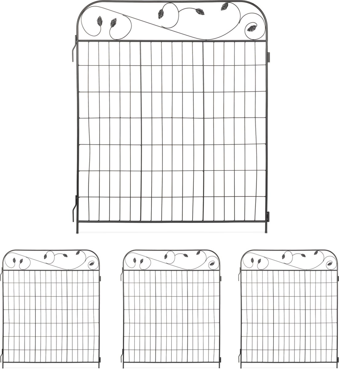 tuinhek - set van 4 - elk 106 x 94 cm - metaal - zwart