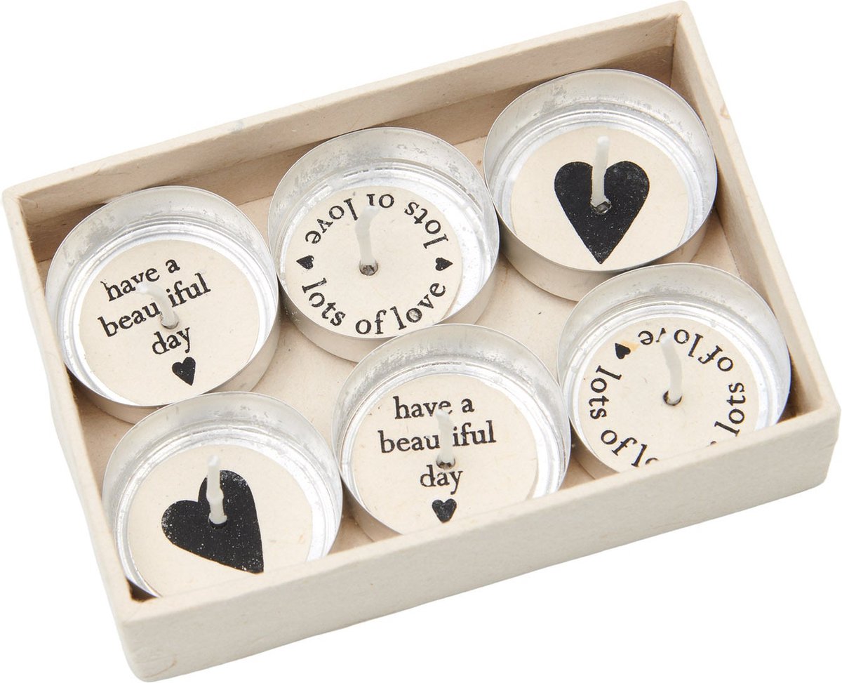 Return to Sender Waxinelichtjes met wens in doosje - 6 stuks
