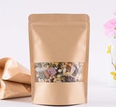 Papieren zakken met venster - 100 stuks, voor het verpakken van voedsel en snacks - 10 x 15 x 35 cm