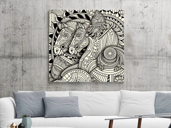 Line art relief schilderij | Ritmische golven van licht en schaduw in sculpturaal meesterwerk | Kunst - 40x40 centimeter op Canvas | Foto op Canvas