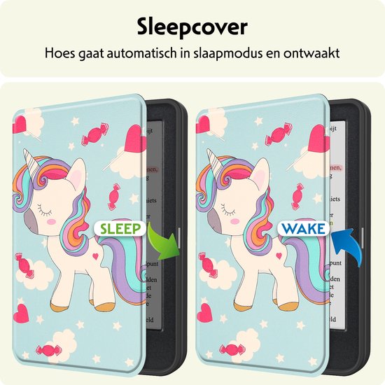 Hoesje Geschikt voor Kobo Clara Colour Hoes Bescherm Hoesje Case Sleep Cover Met Screenprotector - Hoes Geschikt voor Kobo Clara Colour Hoesje - Eenhoorn van Hoesje  — afbeelding 3