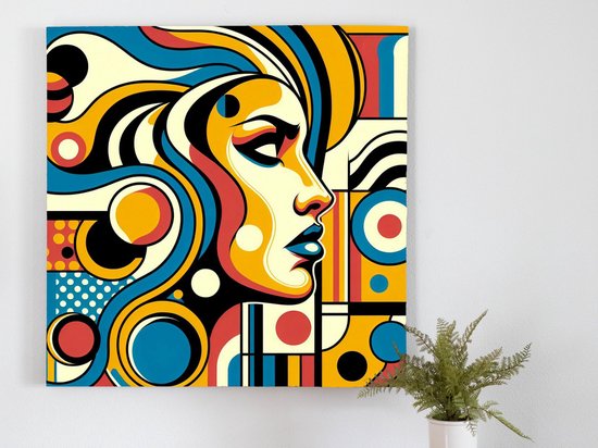 Pop art picasso artwork | Picasso's popart verbeeldt kleurrijke en moderne kunst op doek | Kunst - 100x100 centimeter op Canvas | Foto op Canvas - wanddecoratie schilderij