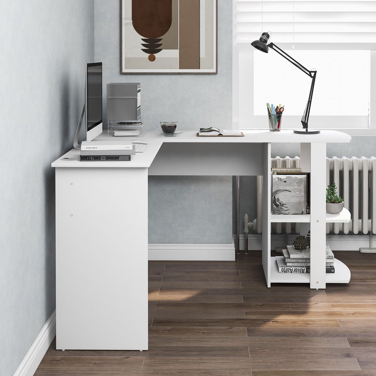 Sweiko Sweiko 140 CM L-vormig Hoekbureau - afbeelding 5