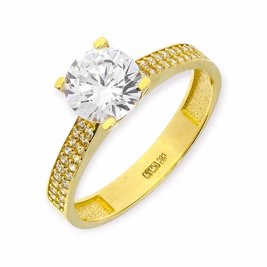 Vintage gouden verlovingsring 5 mm aquamarijn Anamaria|Beste Prijs