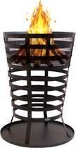 HEAT Outdoor Living Vuurkorf Mandal - Zwart Staal - Vuurkorf met Bodemplaat - Traditionele Vuurkorf voor Buiten - Sfeervolle Avonden met Vrienden en Familie - 43x46x64 cm