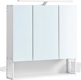 Rootz Witte Badkamerkast - Opbergorganisator - Spaanplaat Staal Glas - Verstelbare Planken - Föhnhouder - 14,5 cm x 70 cm x 70 cm