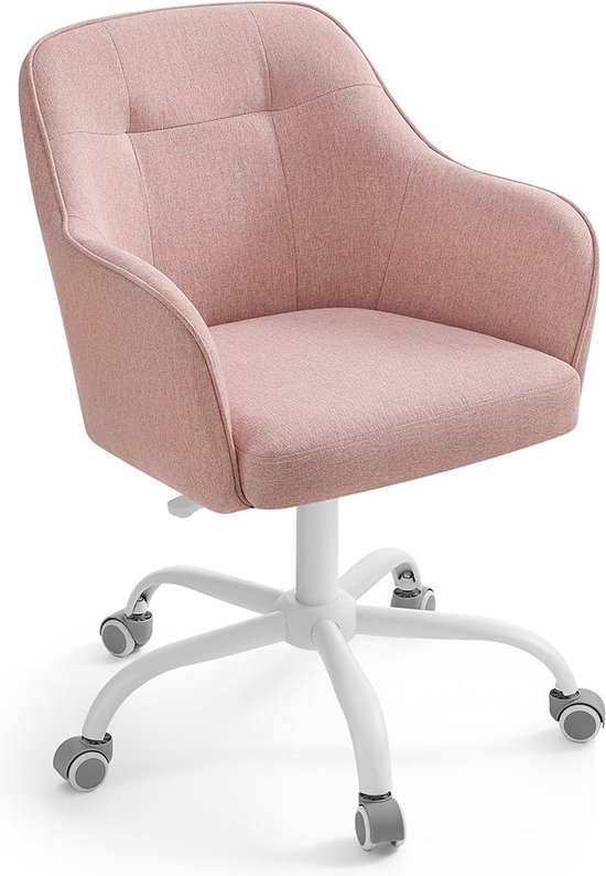 Rootz Swivel Chair - Pink Accent Chair - Rolling Armchair - Steel Frame - Foam Padding - Cotton Linen Blend - 69cm x 65cm x (83-93cm) - Comfortable Seating - Easy Mobility - Stylish Design