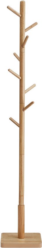 Rootz Coat Rack - Hat Stand - Entryway Organizer - Rubberwood - MDF - Natural Beige - 30cm x 30cm x 175cm