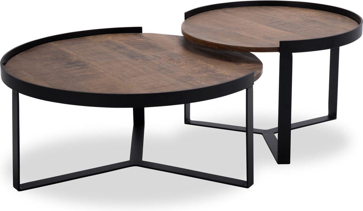 Icon Living - Salontafel Hub 6 - Hout Naturel - Zwart Metaal