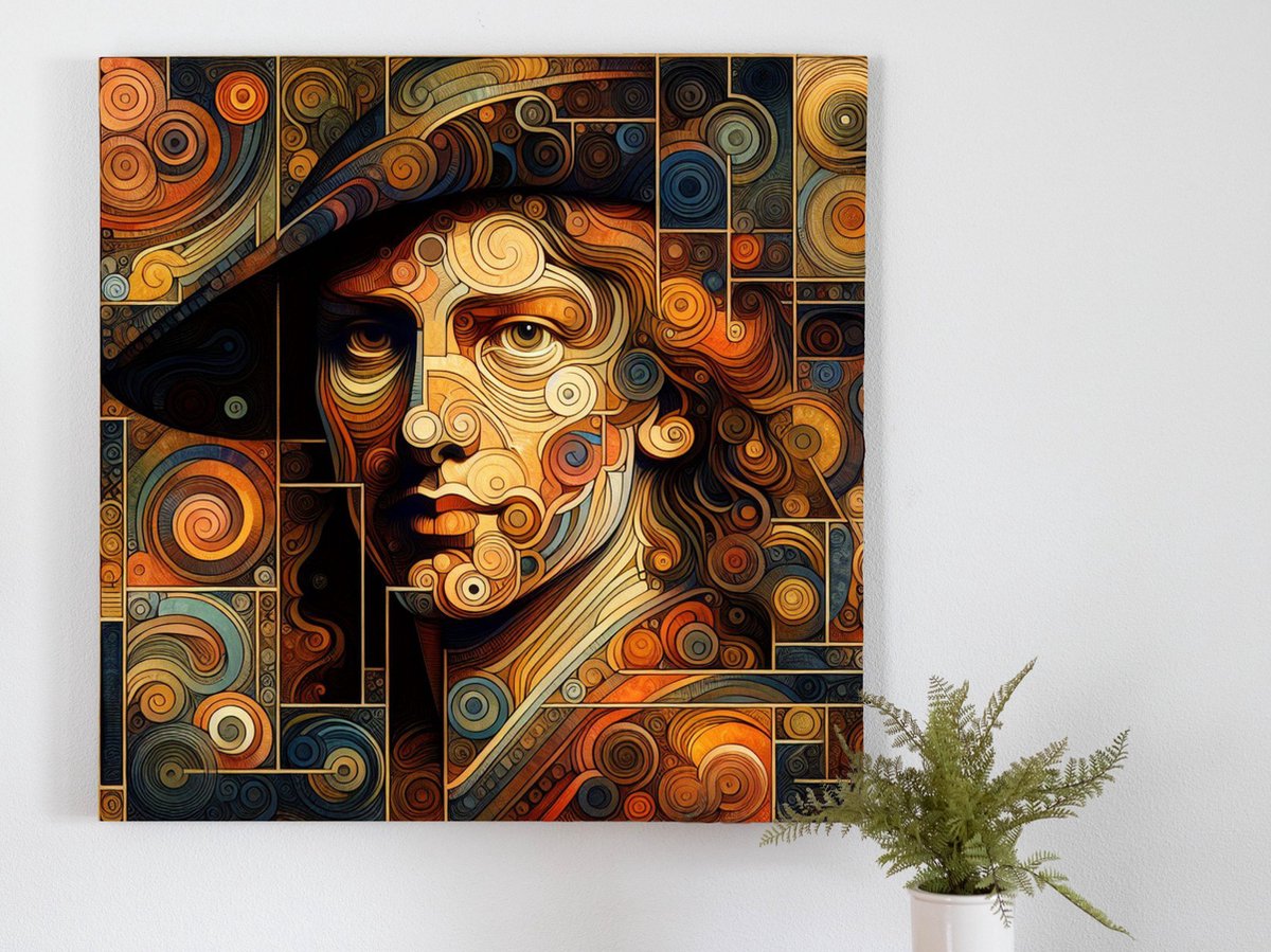 Abstract rembrandt schilderij | Rhapsodie van Rembrandt: Een Abstract Meesterwerk van Verbeelding | Kunst - 80x80 centimeter op Forex | Foto op Forex