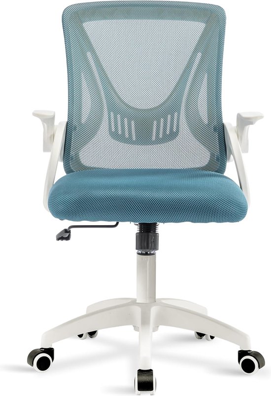 Monhey Bureaucomputerstoelen - ergonomisch met lendensteun en opklapbare armen thuiskantoor in hoogte verstelbaar hoge rug draaibaar 360° warm taupe mesh studiestoel (BLACK2