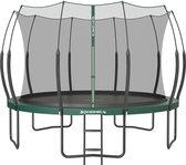 Rootz 12ft Trampoline - Jungle Green - Outdoor Trampoline - Galvanized Steel Frame - Safety Net - Fiberglass Poles - 366cm x 270cm x 90cm