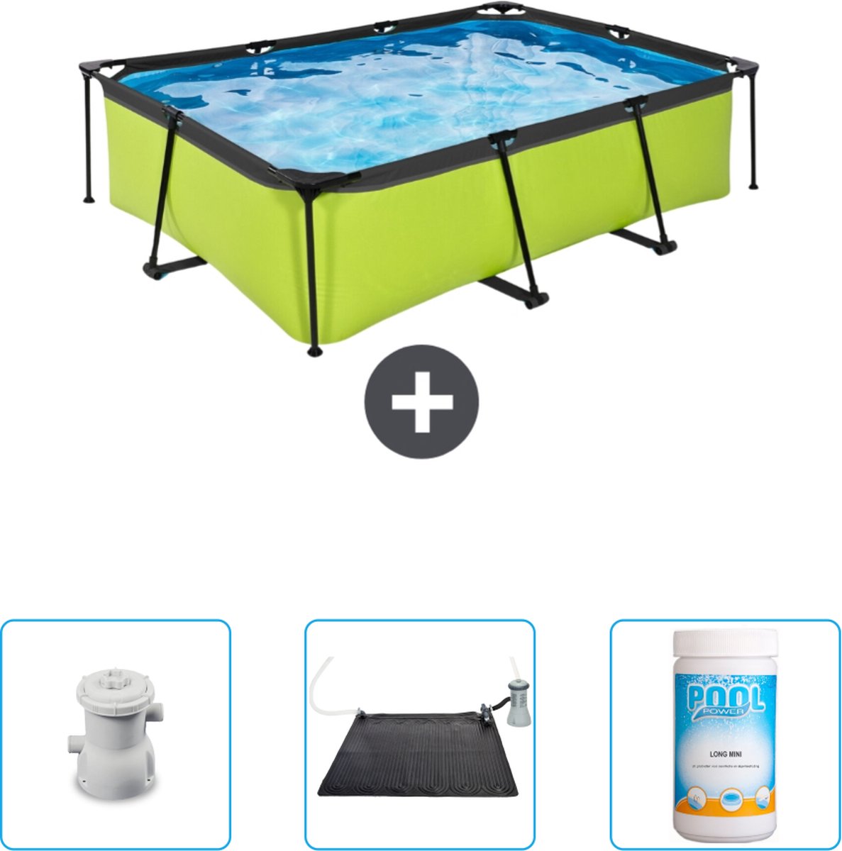 EXIT Rechthoekig Lime Frame Zwembad – 220 x 150 x 65 cm – Inclusief Pomp – Solar Mat – Chloor – Nu extra voordelig EXIT Rechthoekig Lime Frame Zwembad – 220 x 150 x 65 cm – Inclusief Pomp – Solar Mat – Chloor – Nu extra voordelig