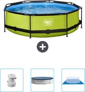 EXIT Rond Lime Frame Zwembad - 300 x 76 cm - Inclusief Pomp - Afdekzeil - Grondzeil - Nu extra voordelig