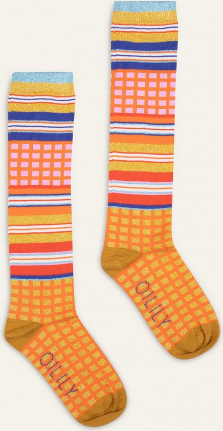 Mieke knee socks 47 Fancy jacquard Vintage Yellow: