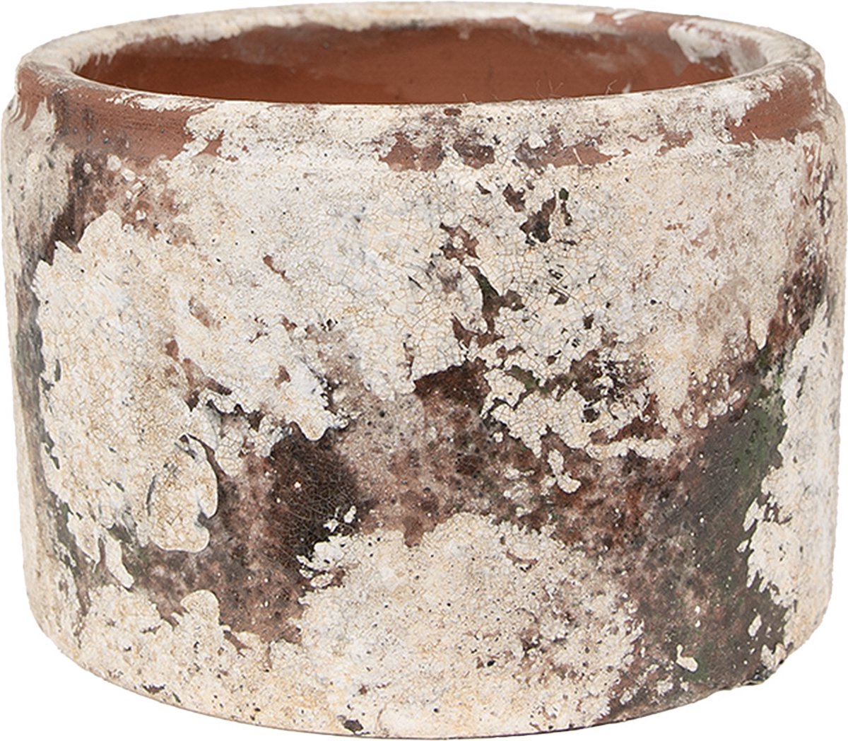 Clayre & Eef Bloempot Ø 18x11 cm Beige Groen Terracotta