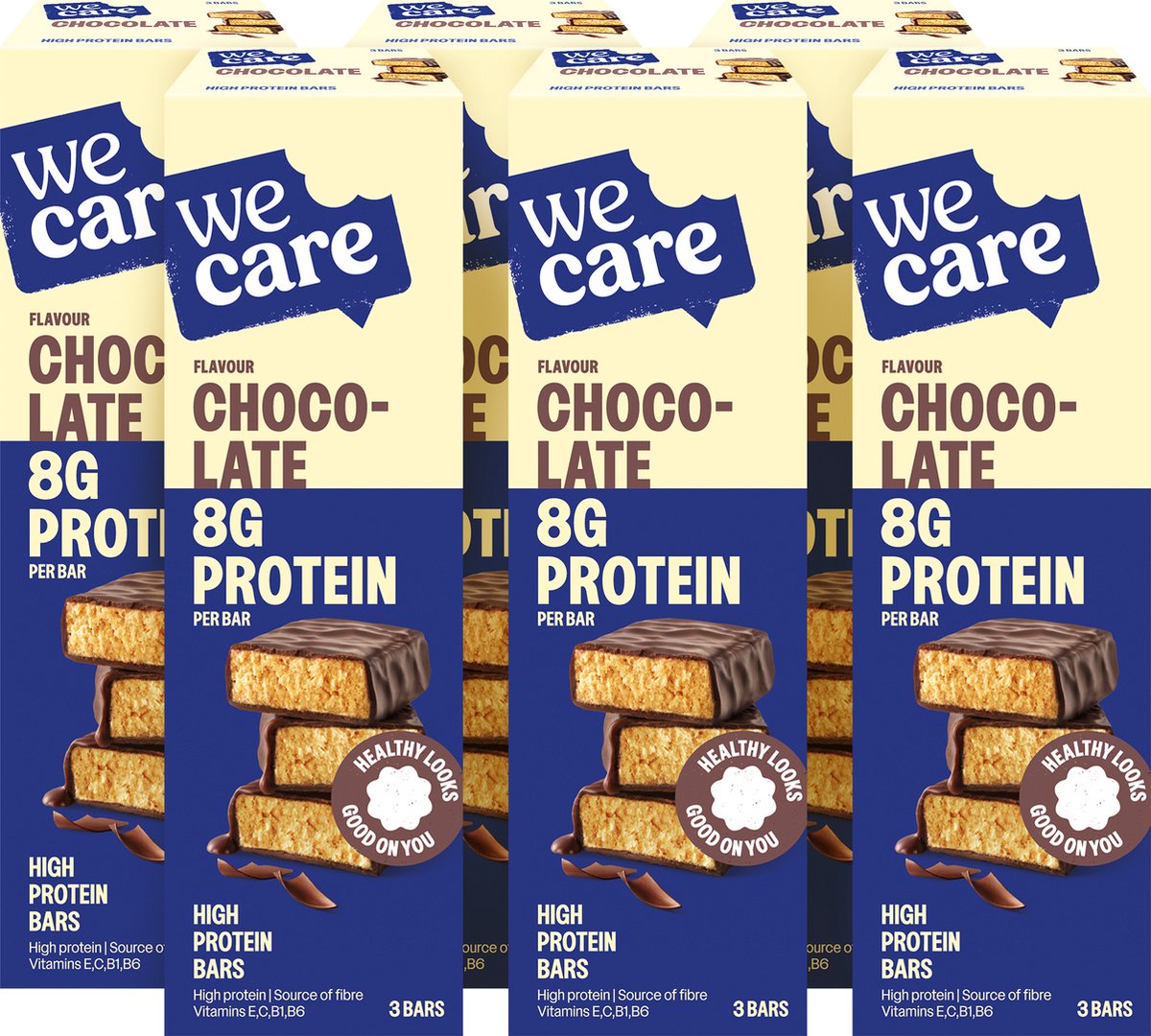 Goedkoopste WeCare - High Protein Bars - Chocolade - 6 x 81 gr