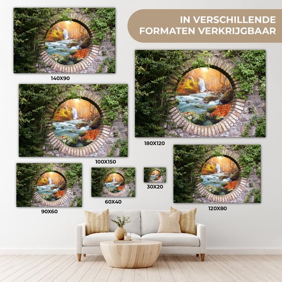 Tableau sur toile Automne - Cascade - Nature - Vue - 30x20 cm - Décoration murale