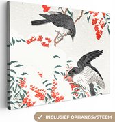 Tableau sur toile Baie - Vogels - Japon - Zwaluw - 120x90 cm - Décoration murale