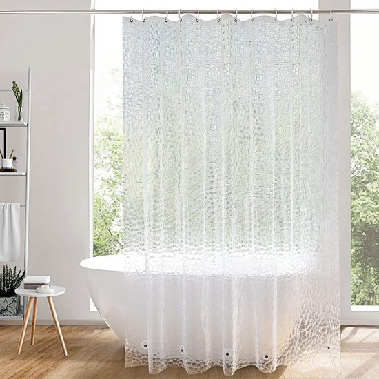 EurCross Duschvorhang 120 x 200 für Badezimmer, Weiß Schmal Kleine