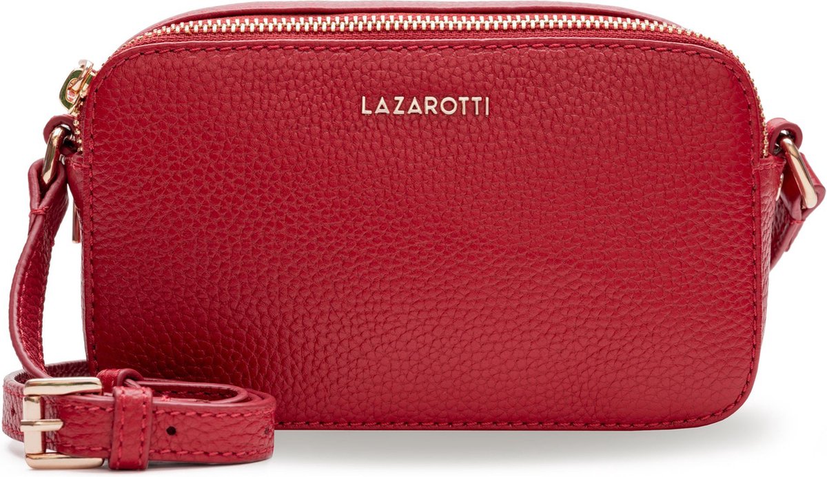 Lazarotti Leren Schoudertas Bologna Leather Crossbody Bag Red Rood
