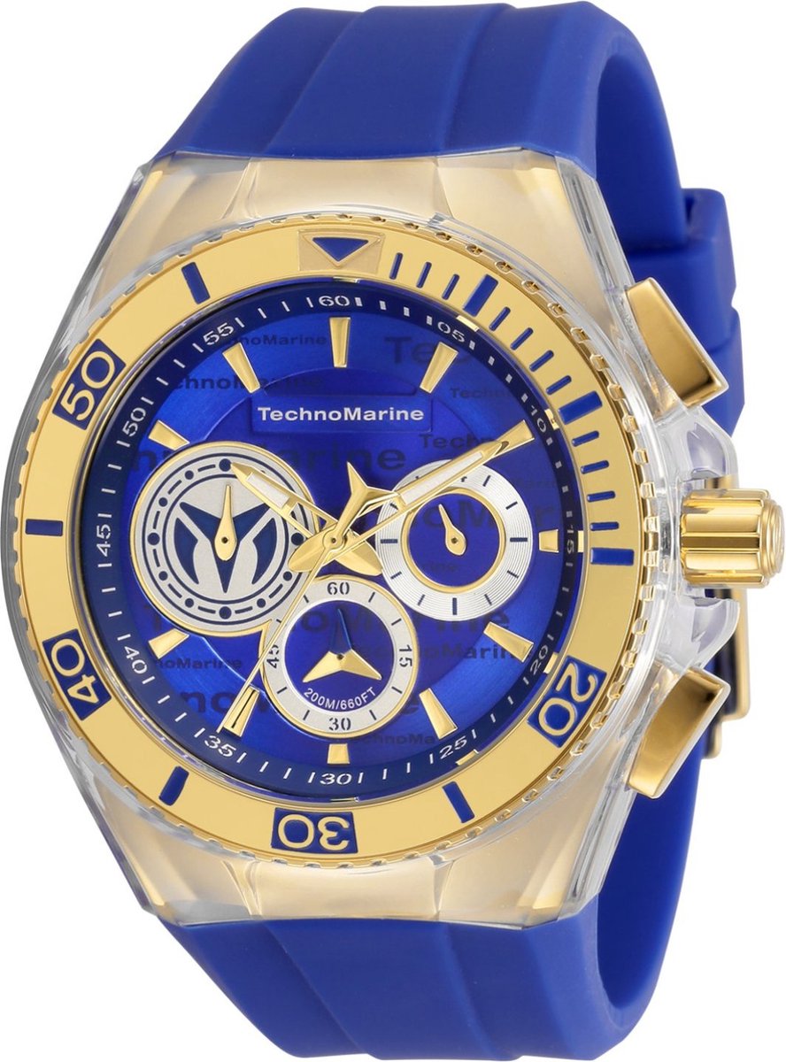 TechnoMarine Cruise TM-118125 Heren Horloge - Waterdicht - Analoog - Quartz Uurwerk - Roestvrij Staal met blauwe Wijzerplaat - 46mm