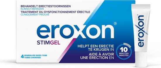 Eroxon Stimgel - Helpt een erectie te krijgen in 10 minuten - Behandeling van impotentie - Stimuleert doorbloeding penis - Makkelijk en veilig in gebruik - Klinisch bewezen - Compatibel met latex condooms - 4 tubes