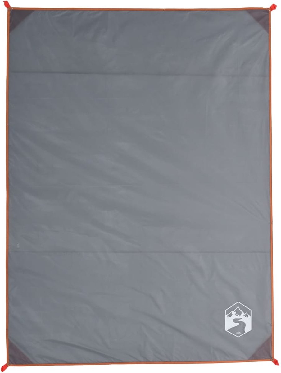 vidaXL - Picknickkleed - met - haringen - 205x155 - cm - grijs - en - oranje