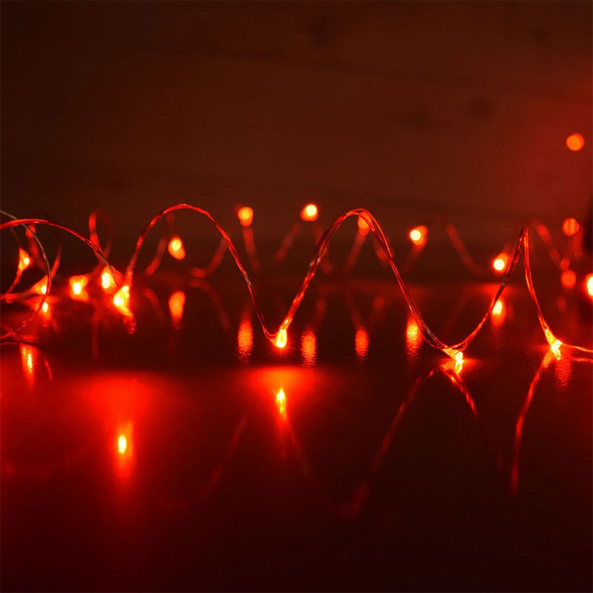 KIMU® 2x Led Lampjes Snoer - Rood 2 meter Lichtsnoer - Verlichting Kleding Lichtjes Haar Hoed Ledlampjes Fiets Snoer Fietslampjes CR2032 Festival