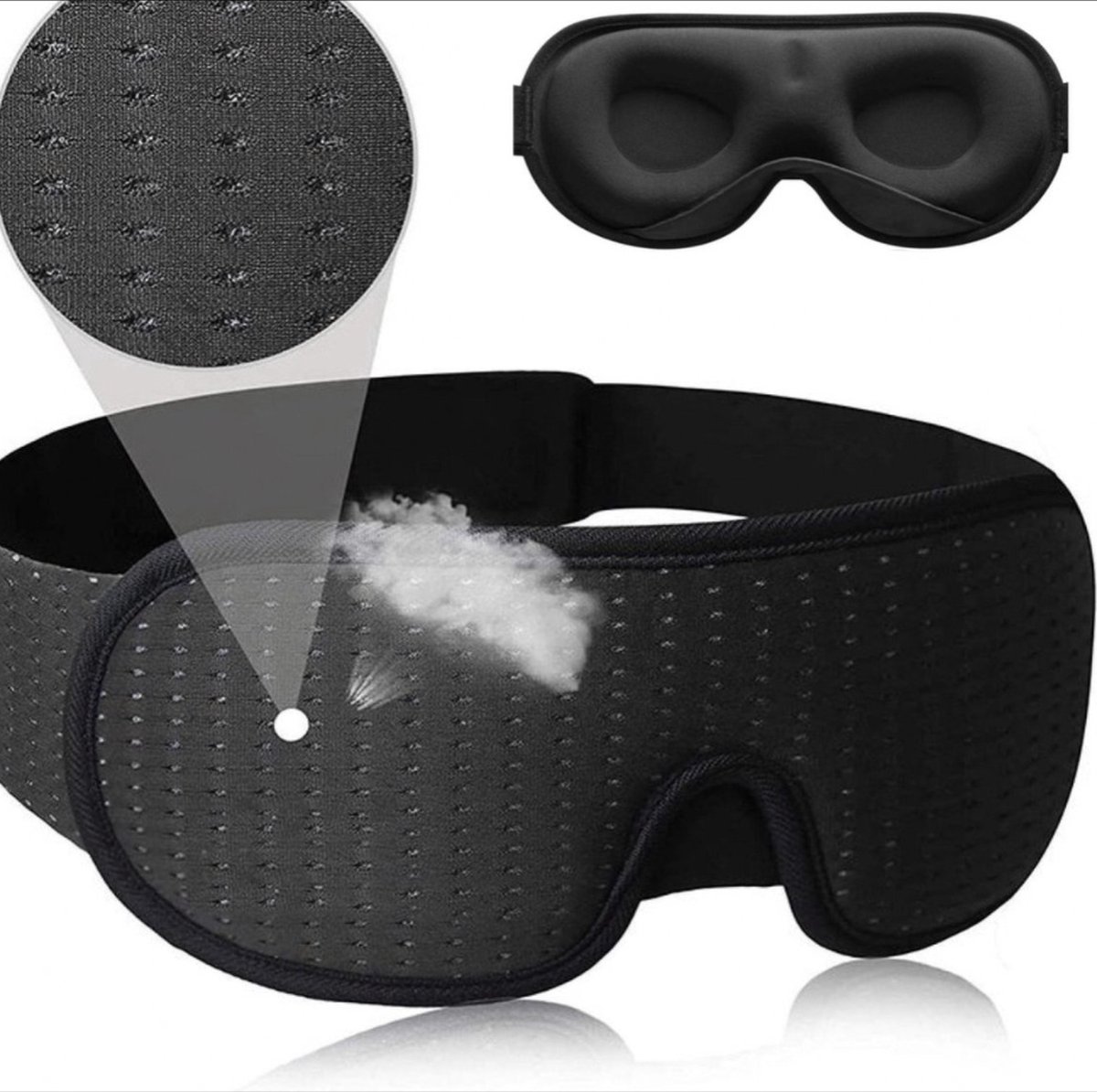*** Luxe Slaapmasker Lekker Slapen -100% Verduisterend - 3D Ademend Traagschuim - Zwart - van Heble® ***