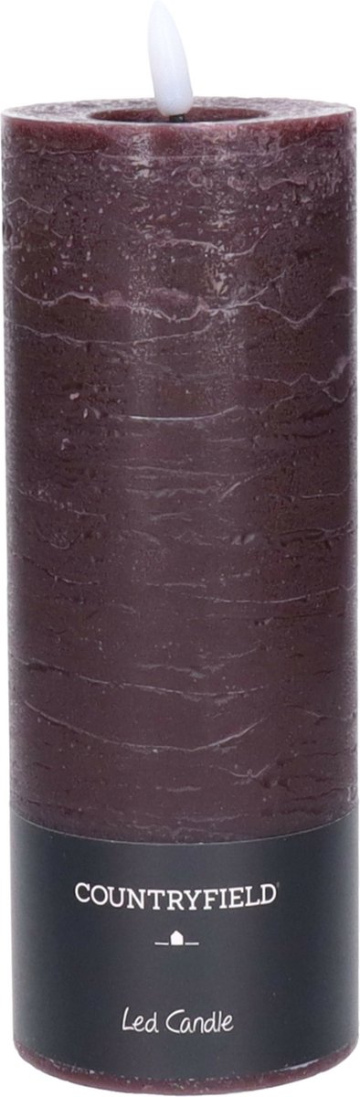 Countryfield Lyon LED kaars/stompkaars - donkerbruin - D7,5 x H20 cm - timer