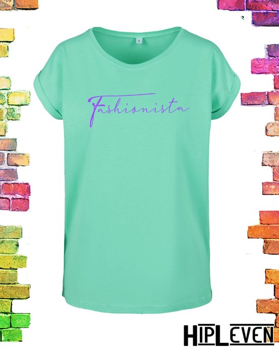 Mintgroen shirt met print Fashionista | Mintgroen/ 4XL (50-52)