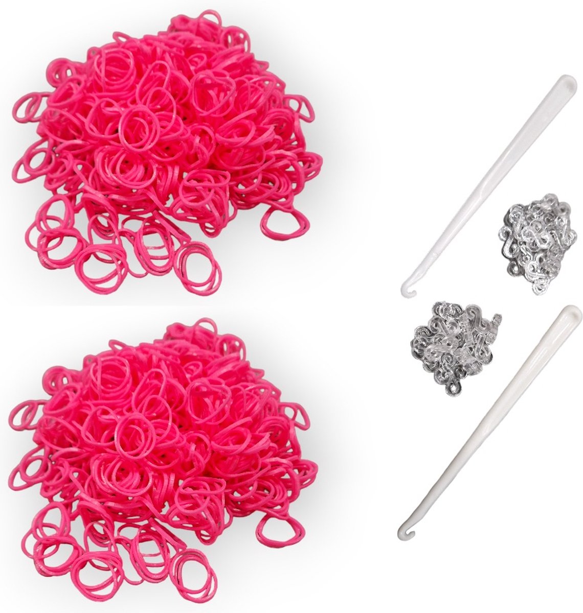 Marcus Gerardo 1200 loombandjes met 2 weefhaken en S-clips Roze