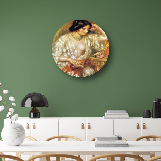 Gabrielle avec bijoux - Cercles muraux Pierre-Auguste Renoir - Tableau Femme - Cercles muraux Portrait - Décoration salon industriel - Tableau rond - Décoration salon cercle mural forex 100x100 cm