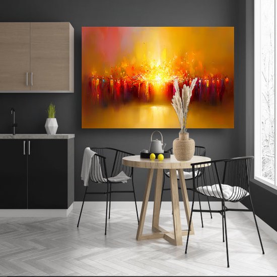 Tableaux volcan - Décoration murale nature - Peinture sur toile Explosion - Tableau Vintage - Tableaux toile salon - Oeuvre toile 100x75 cm