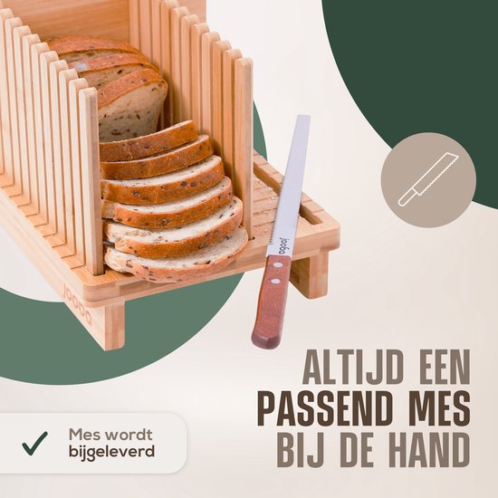 Jooba® broodsnijder hulpmiddel – Brood snijder – Broodplank hout – hulpmiddel brood snijden – Broodsnijplank – Rechte plakken – Bamboe – Vers brood – Zelf broodbakken — afbeelding 5