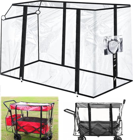 Regenbescherming voor bolderkarren en kinderwagens - Universele regenhoes voor broers en zussen buggy - Regenhoes met klittenbandsluiting en elastiek transparant - HTML content nodig Bolderkar