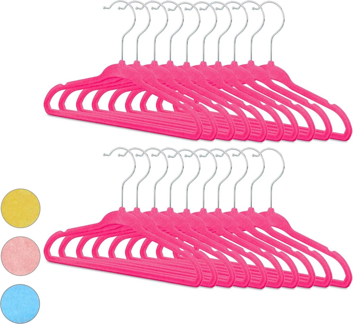 Kinderkleerhangers set van 20 - Fluwelen kleerhangers - Afmetingen 18x28x05 cm - Roze