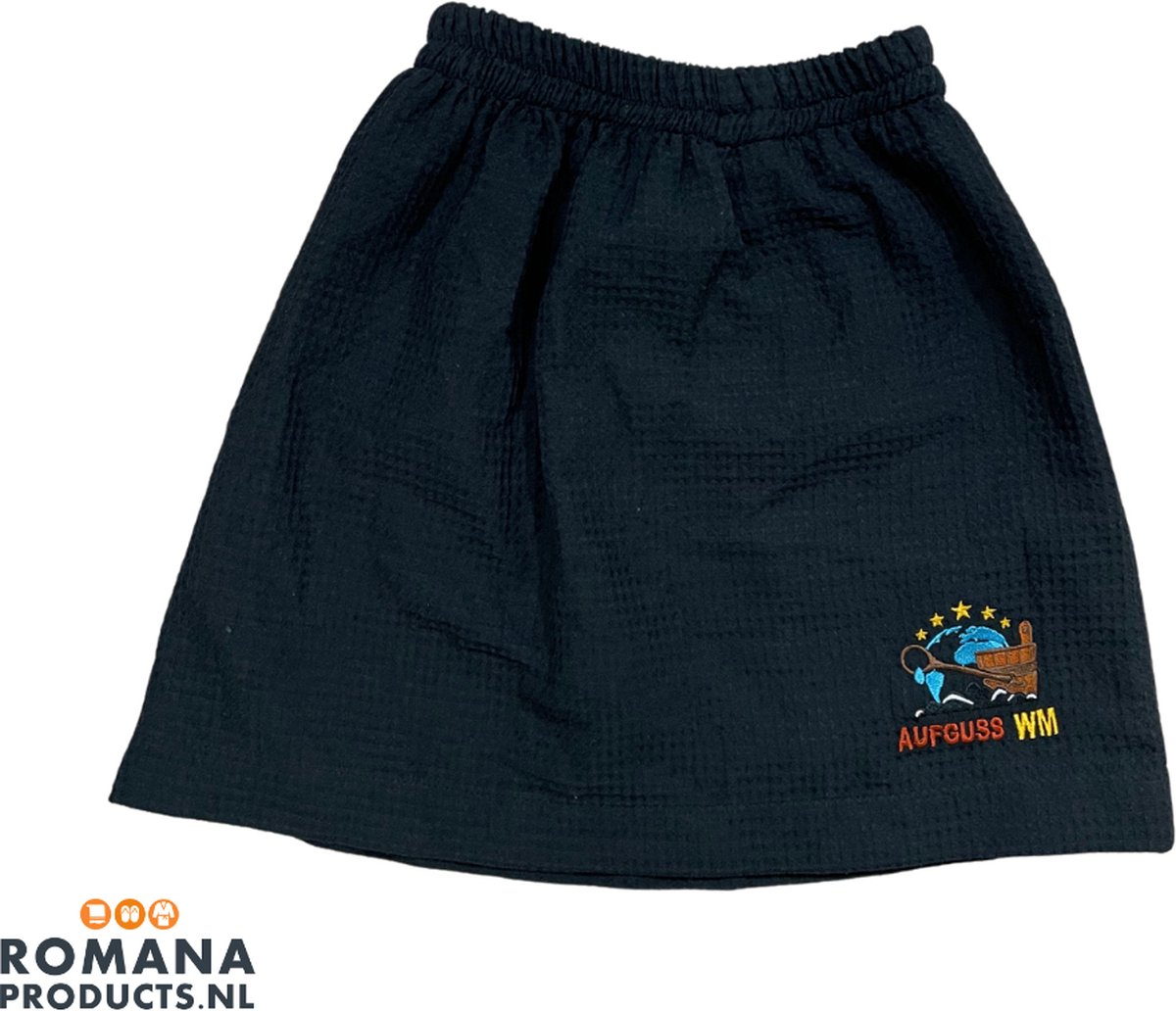 Aufguss Unisex WM - Sauna Skirt - Korte Rok voor Sauna - Zwart - Maat L