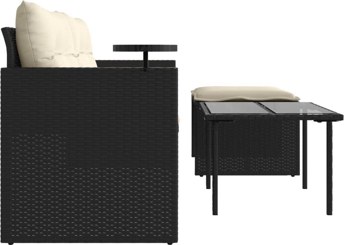 vidaXL 3-delige - Loungeset - met - kussens - poly - rattan - zwart