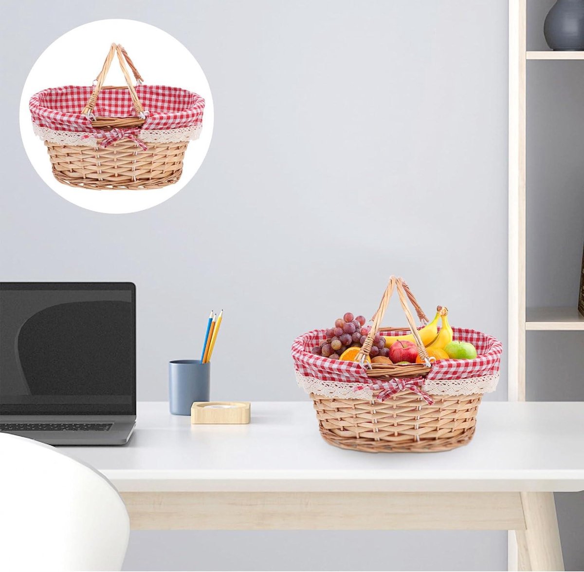 BESTonZON Picknickmand, rotan mand, fruit, boodschappen