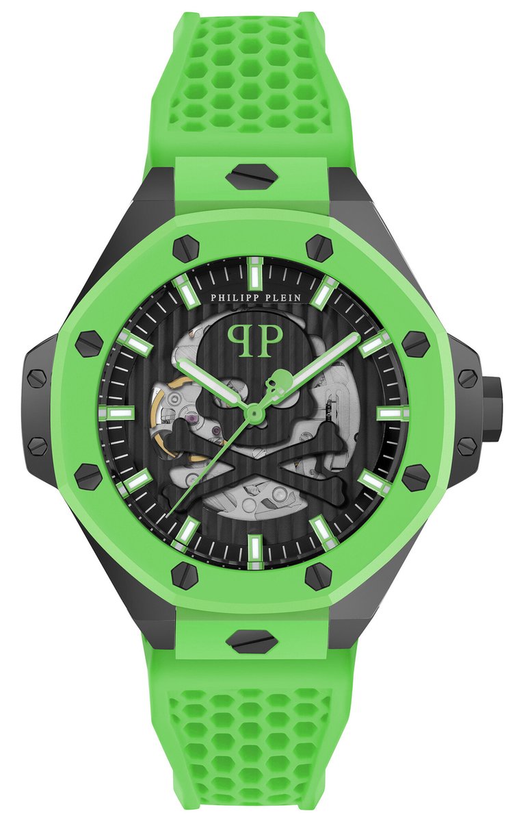 Philipp Plein Plein $Keleton Royal PWPFA0624 Horloge - Siliconen - Groen - Ø 46 mm