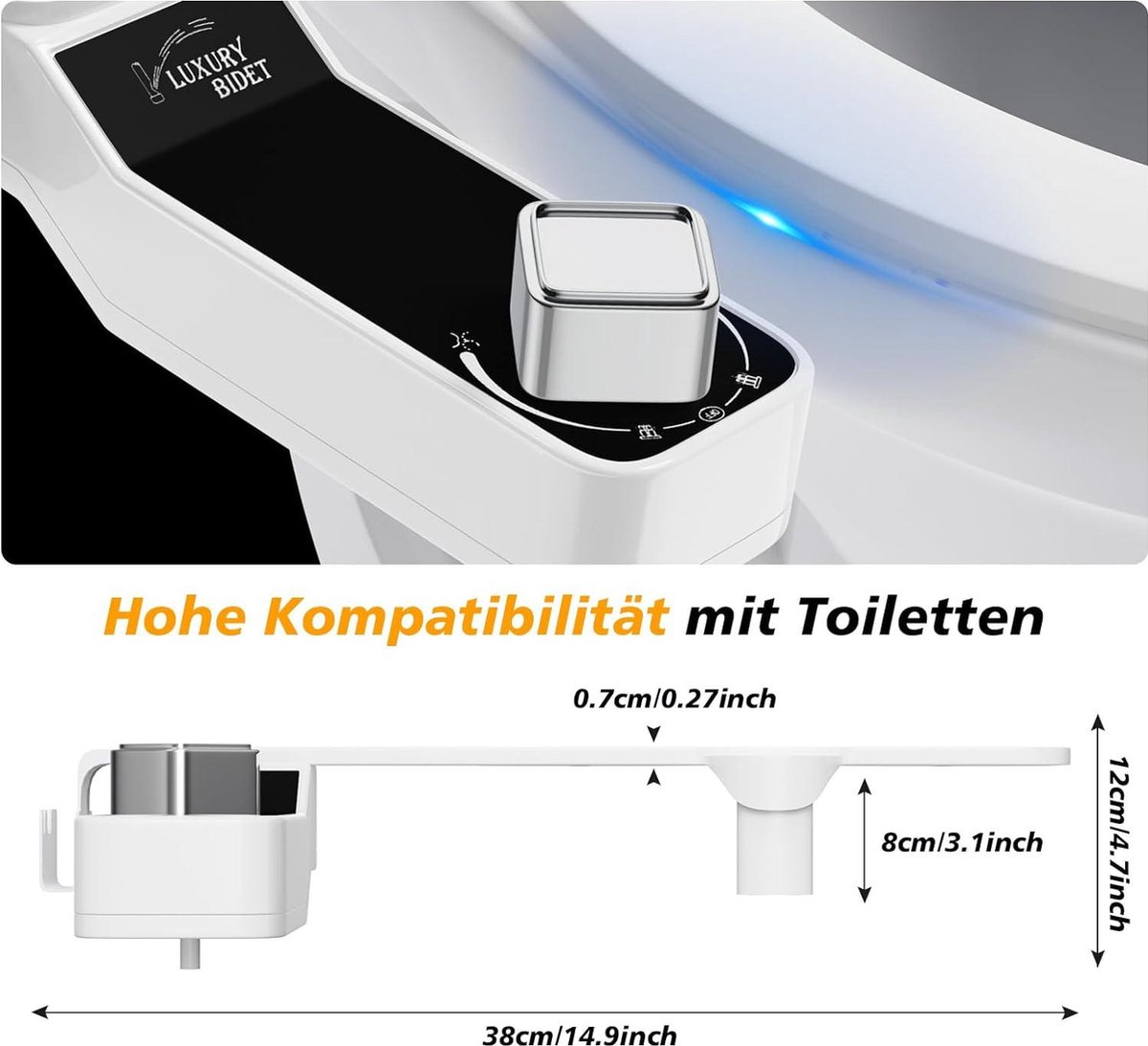 Bidetopzetstuk Voor Toilet Niet-elektrisch Zelfreinigend Dubbele Intrekbare Sproeiers Instelbare Waterdruk B