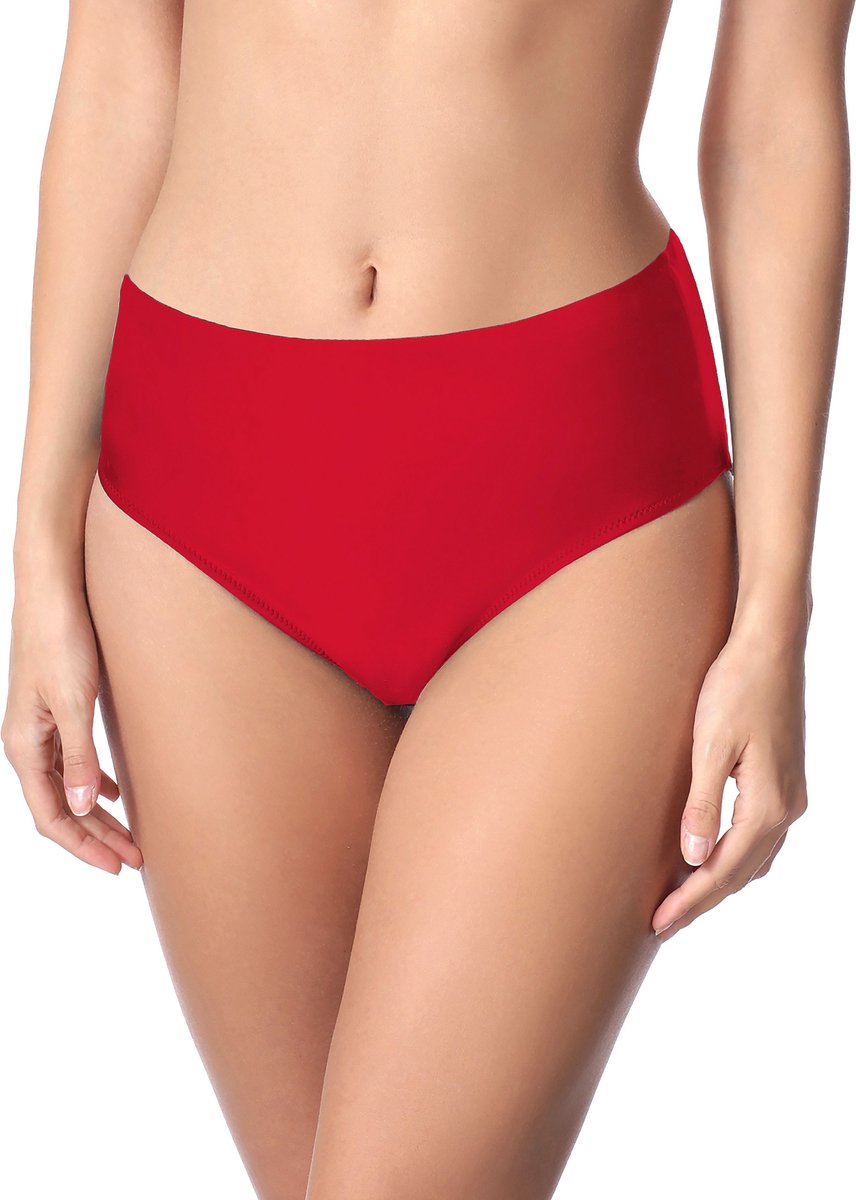 Merry Style MS-VO-M72W Dames Zwembroek - Zwemshorts - Bikinibroekje - Elastische tailleband - Polyamide & Elastaan - Rood (4150) - 40 Rood (4186)