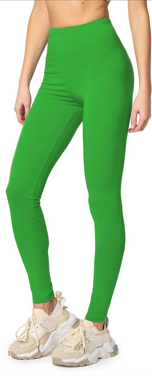 Merry Style MS-MS10-198-LE Dames Leggings - Sport - Vrijetijdsbroek - Lang - Katoen - Sporbroek - Yogabroek - Groen - XS